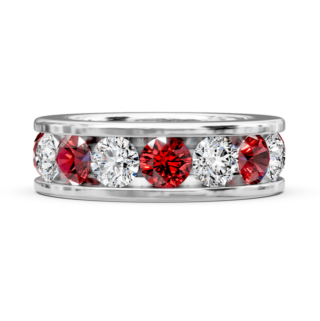 2.00-6.00 CT Round Cut Rubies and Diamonds - Eternity Rings