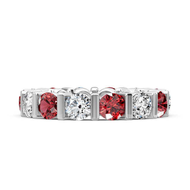 2.00-6.00 CT Round Cut Rubies and Diamonds - Eternity Rings