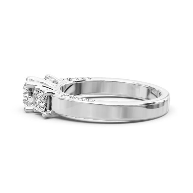 1.30-1.55 CT Princess & Round Cut Natural Diamonds - Three Stone Rings