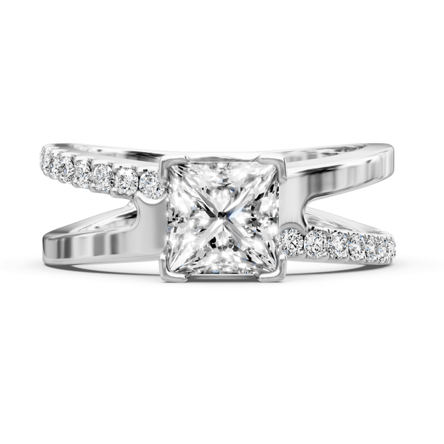 0.60-1.75 CT Princess & Round Cut Natural Diamonds - Engagement Ring