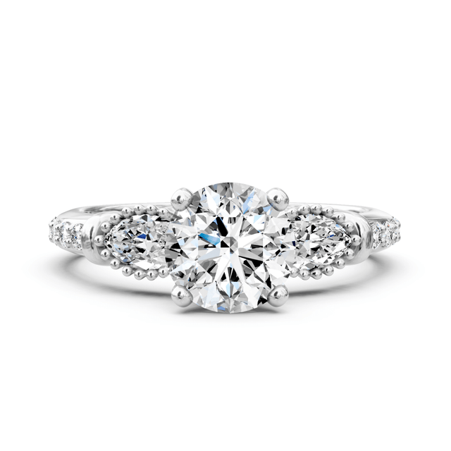 0.80-1.95 CT Marquise & Round Cut Natural Diamonds - Engagement Ring