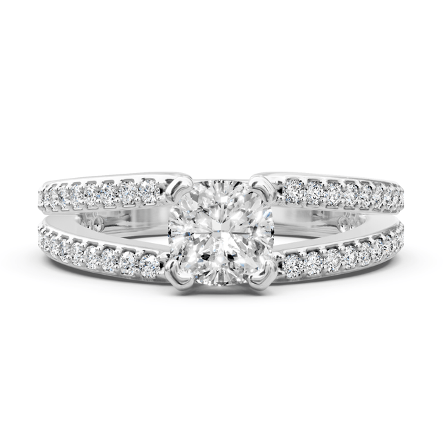 0.85-2.00 CT Cushion & Round Cut Natural Diamonds - Engagement Ring