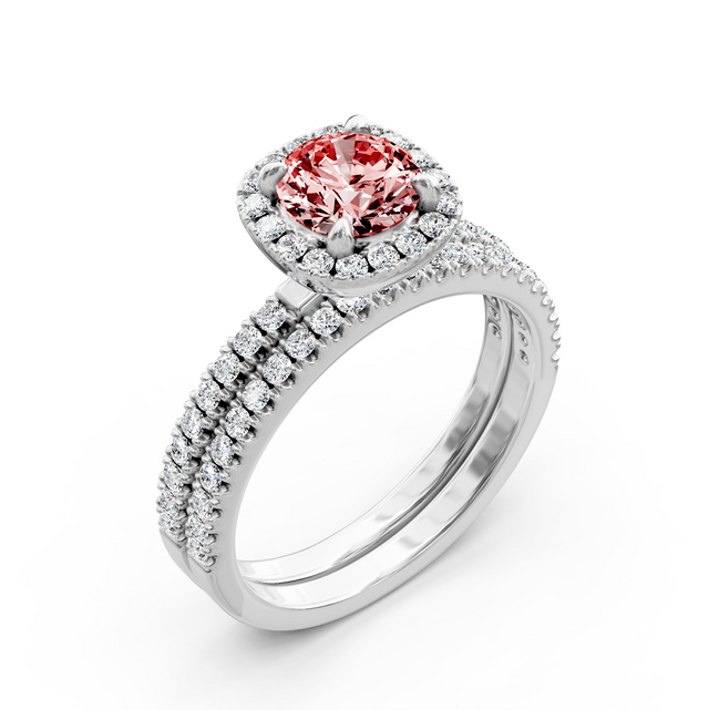 1.65-4.65 CT Round Cut Fancy Pink Diamonds - Bridal Set