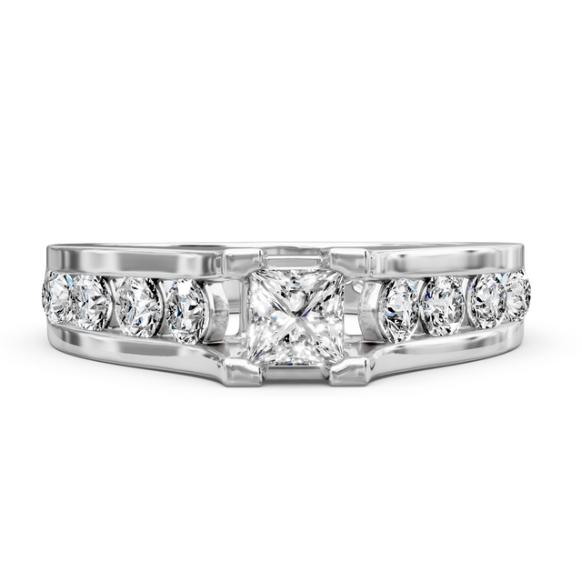 1.30-6.80 CT Princess & Round Cut Lab Grown Diamonds - Engagement Ring