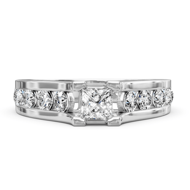 1.15-2.30 CT Princess & Round Cut Natural Diamonds - Engagement Ring
