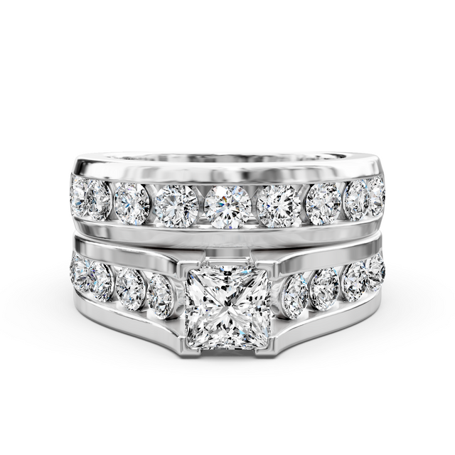 2.30-7.80 CT Princess & Round Cut Lab Grown Diamonds - Bridal Set
