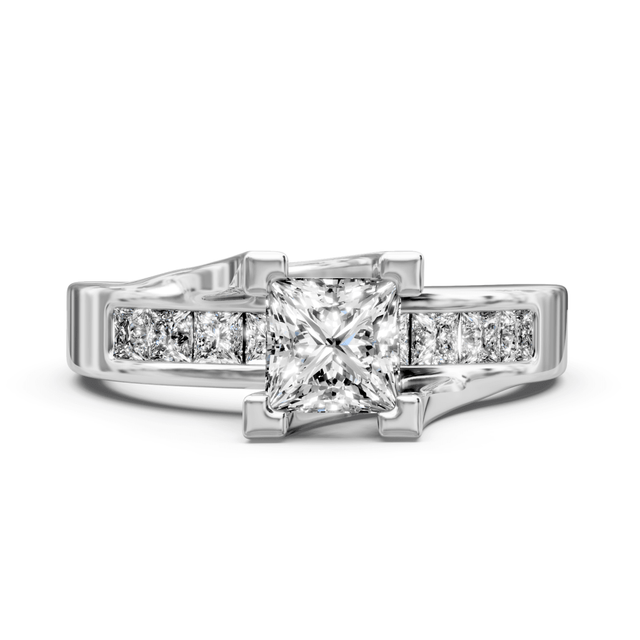 0.80-1.95 CT Princess Cut Natural Diamonds - Engagement Ring