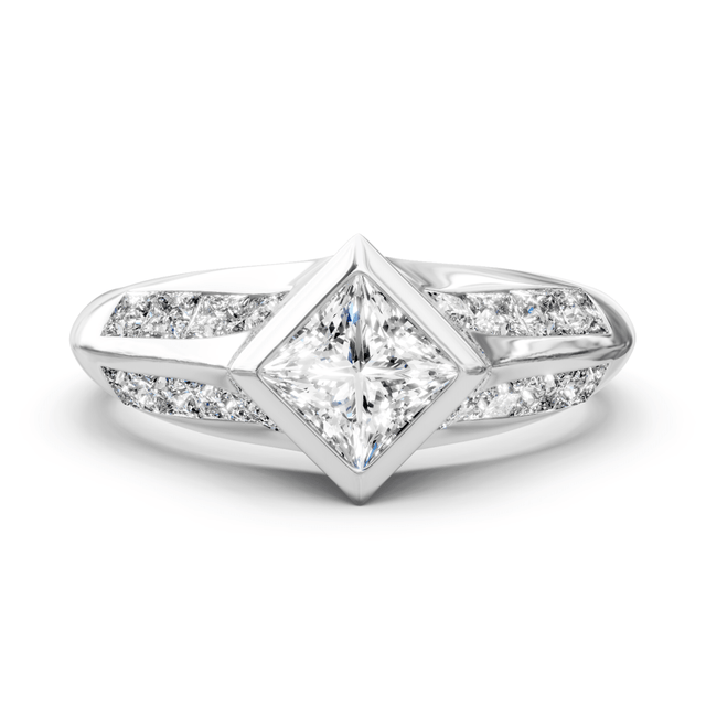 1.35-2.50 CT Princess Cut Natural Diamonds - Engagement Ring