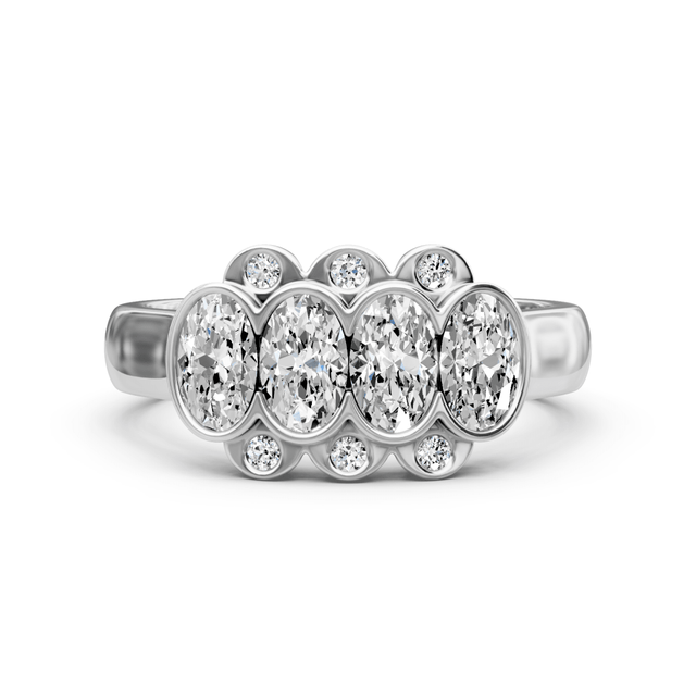 1.26 CT Oval & Round Cut Natural Diamonds - Wedding Band