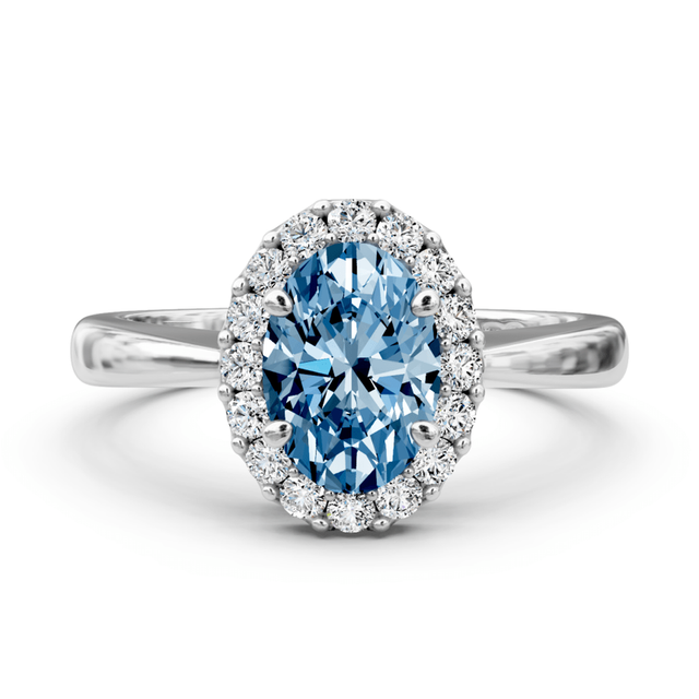 1.30-4.30 CT Oval & Round Cut Fancy Blue Diamonds - Engagement Ring