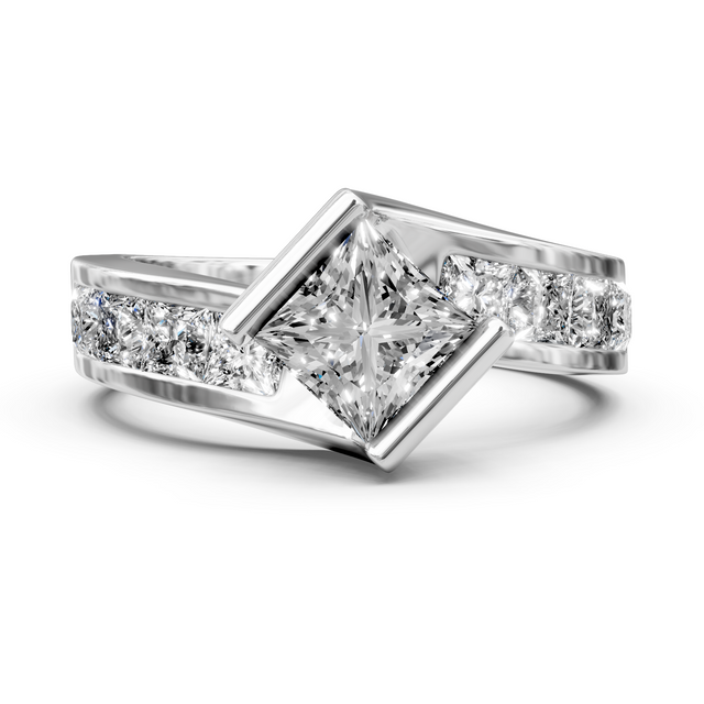 2.10-7.60 CT Princess Cut Lab Grown Diamonds - Engagement Ring