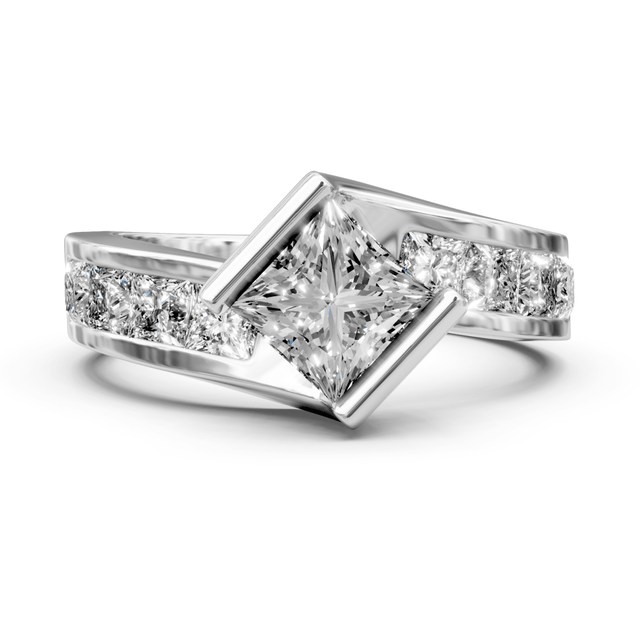 1.95-3.10 CT Princess Cut Natural Diamonds - Engagement Ring
