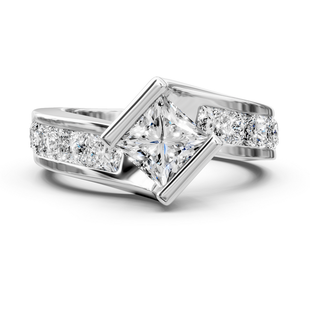 2.30-7.80 CT Princess Cut Lab Grown Diamonds - Engagement Ring
