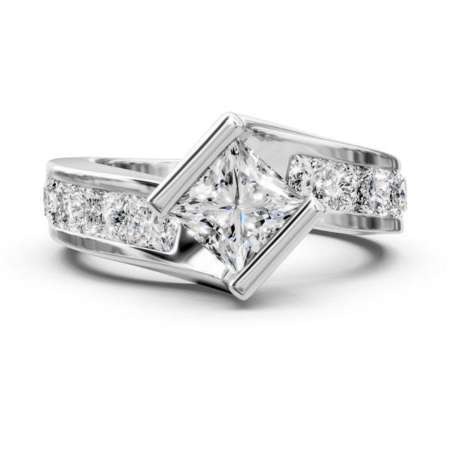 2.15-3.30 CT Princess Cut Natural Diamonds - Engagement Ring