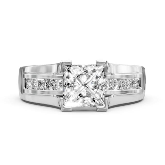 0.70-1.85 CT Princess Cut Natural Diamonds - Engagement Ring