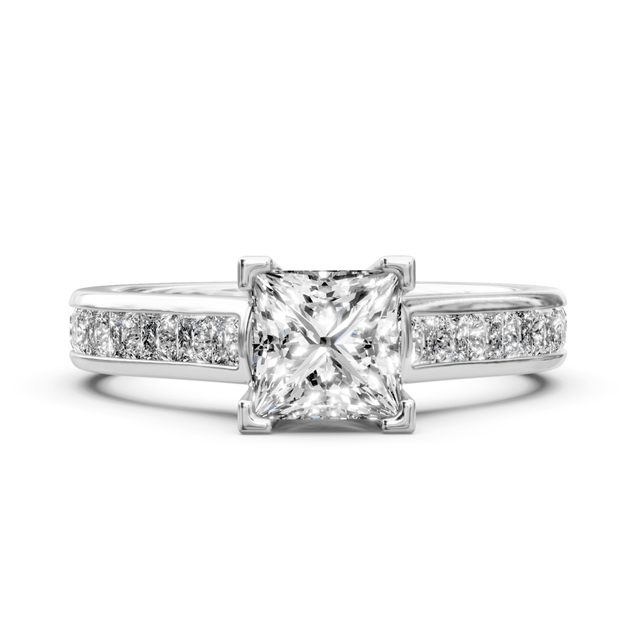 1.15-2.30 CT Princess Cut Natural Diamonds - Engagement Ring