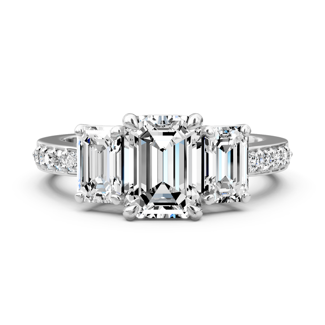 1.65-7.15 CT Emerald & Round Cut Lab Grown Diamonds - Engagement Ring