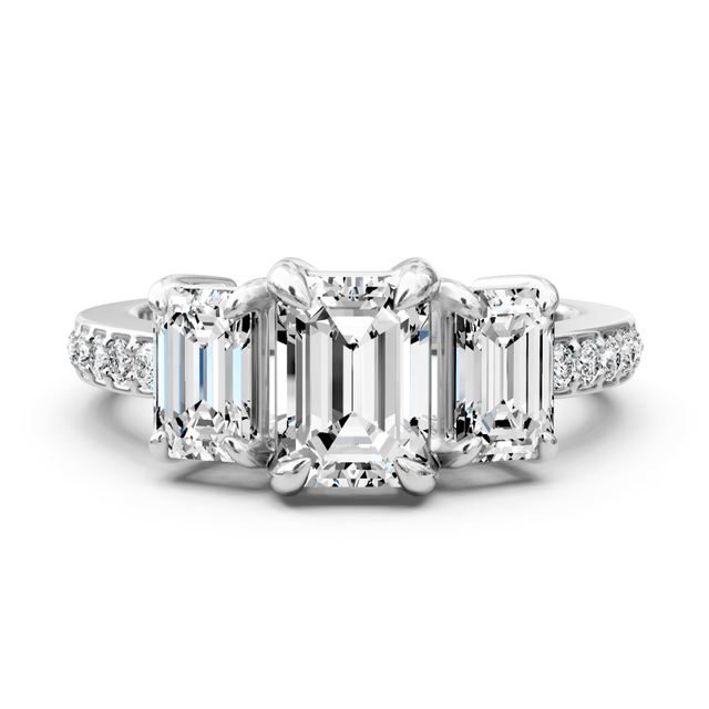 1.50-2.65 CT Emerald & Round Cut Natural Diamonds - Engagement Ring