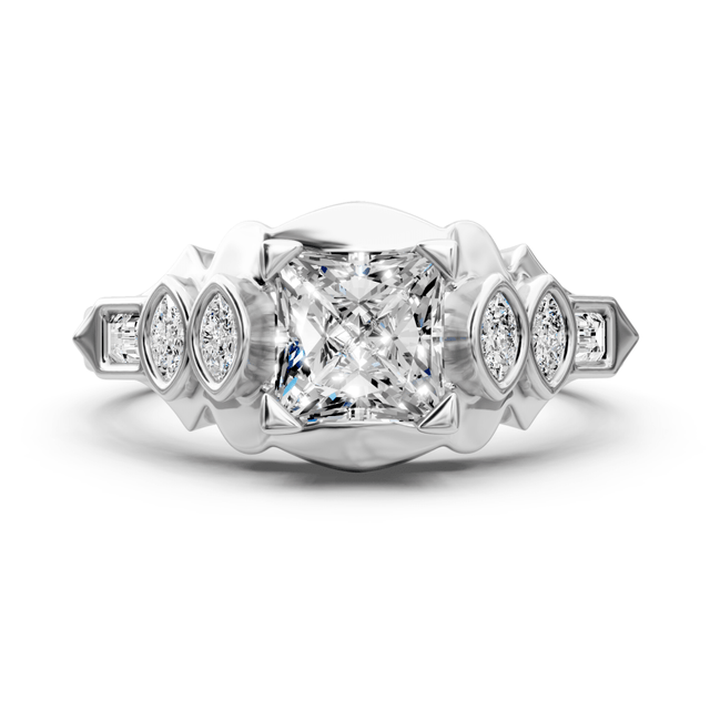 0.60-1.75 CT Baguette & Marquise & Princess Cut Natural Diamonds - Engagement Ring