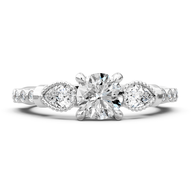 0.92-6.42 CT Pear & Round Cut Lab Grown Diamonds - Engagement Ring