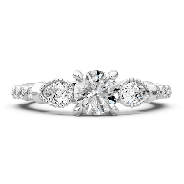 0.77-1.92 CT Pear & Round Cut Natural Diamonds - Engagement Ring