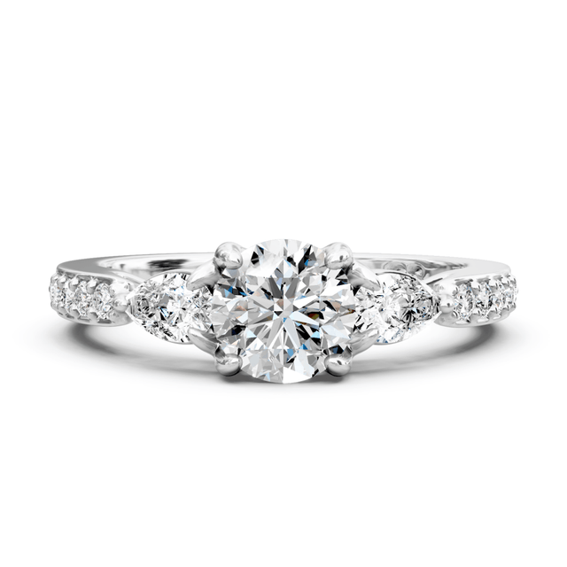 0.85-2.00 CT Pear & Round Cut Natural Diamonds - Engagement Ring