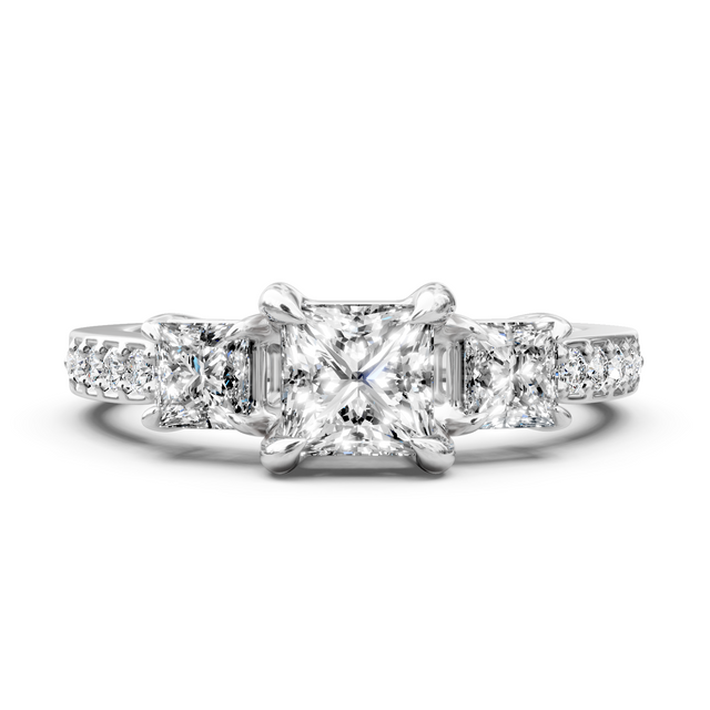 1.35-6.85 CT Princess & Round Cut Lab Grown Diamonds - Engagement Ring