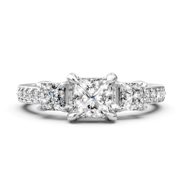 1.20-2.35 CT Princess & Round Cut Natural Diamonds - Engagement Ring
