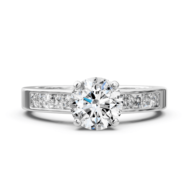 0.85-2.00 CT Princess & Round Cut Natural Diamonds - Engagement Ring