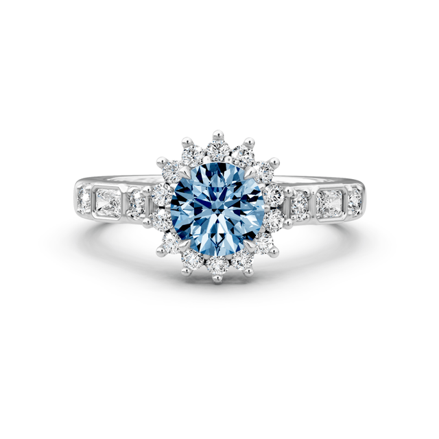 1.57-4.57 CT Radiant & Round Cut Fancy Blue Diamonds - Engagement Ring