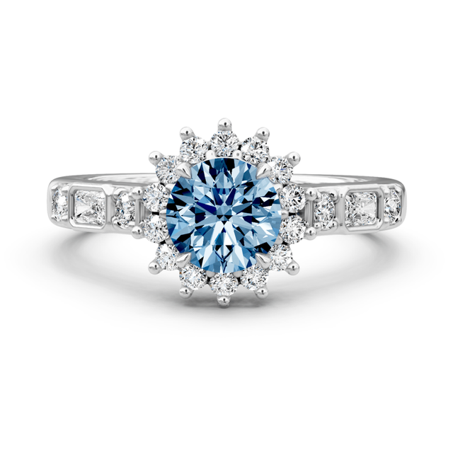 1.57-4.57 CT Radiant & Round Cut Fancy Blue Diamonds - Engagement Ring
