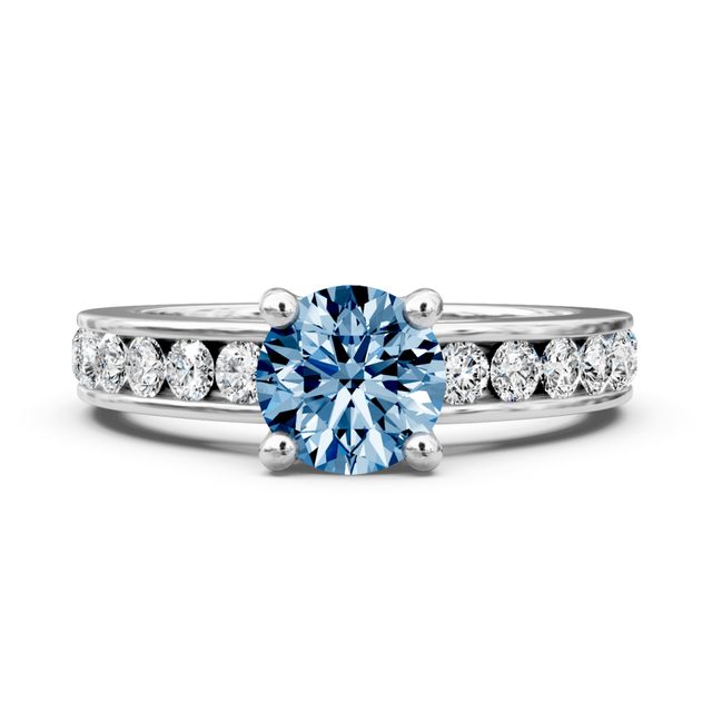1.65-4.65 CT Round Cut Fancy Blue Diamonds - Engagement Ring