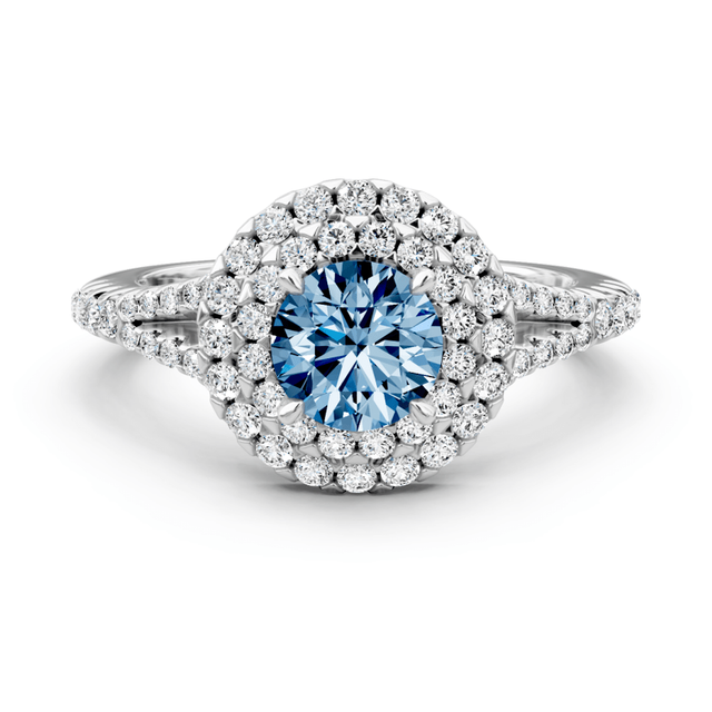 1.49-4.49 CT Round Cut Fancy Blue Diamonds - Engagement Ring