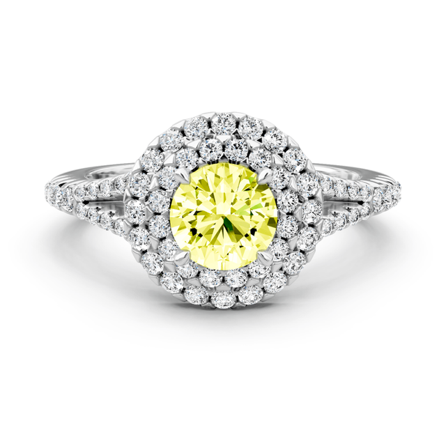 1.49-4.49 CT Round Cut Fancy Yellow Diamonds - Engagement Ring