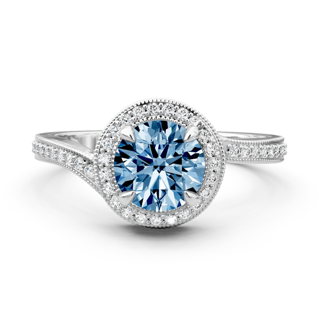 1.25-4.25 CT Round Cut Fancy Blue Diamonds - Engagement Ring