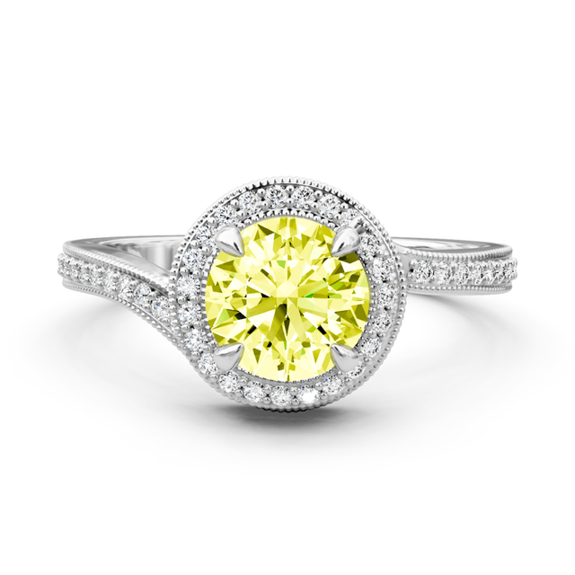 1.25-4.25 CT Round Cut Fancy Yellow Diamonds - Engagement Ring