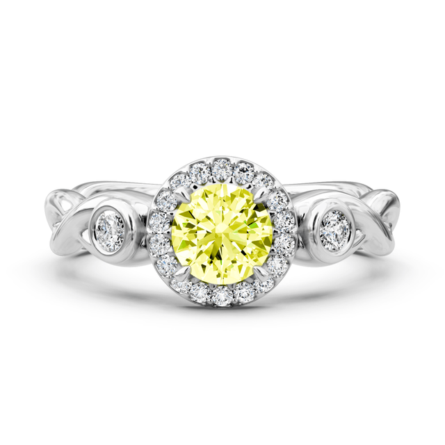 1.27-4.27 CT Round Cut Fancy Yellow Diamonds - Engagement Ring
