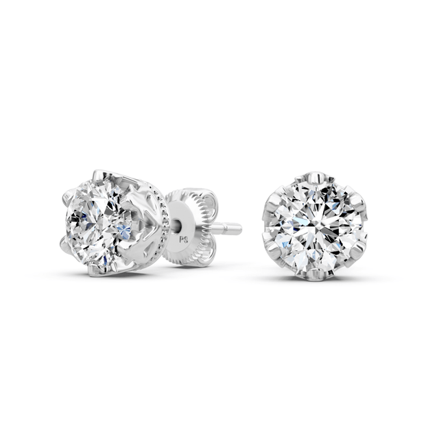 0.25-2.00 CT Round Cut Natural Diamonds - Stud Earrings