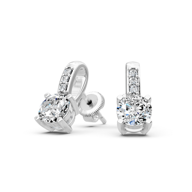 0.70-5.10 CT Round Cut Lab Grown Diamonds - Stud Earrings