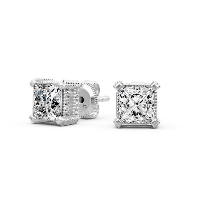 0.60-5.00 CT Princess Cut Lab Grown Diamonds - Stud Earrings