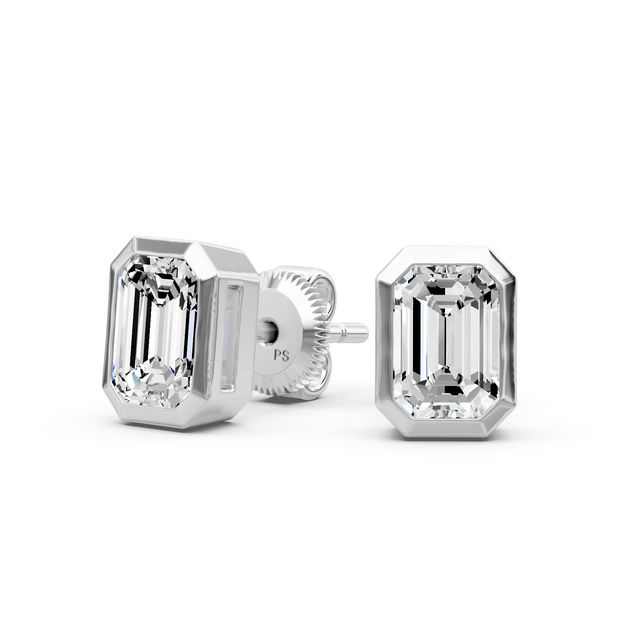 0.60-5.00 CT Emerald Cut Lab Grown Diamonds - Stud Earrings