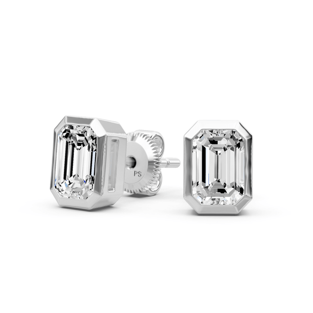 0.25-2.00 CT Emerald Cut Natural Diamonds - Stud Earrings