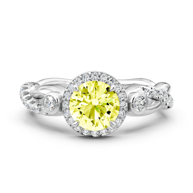 1.47-4.47 CT Round Cut Fancy Yellow Diamonds - Engagement Ring