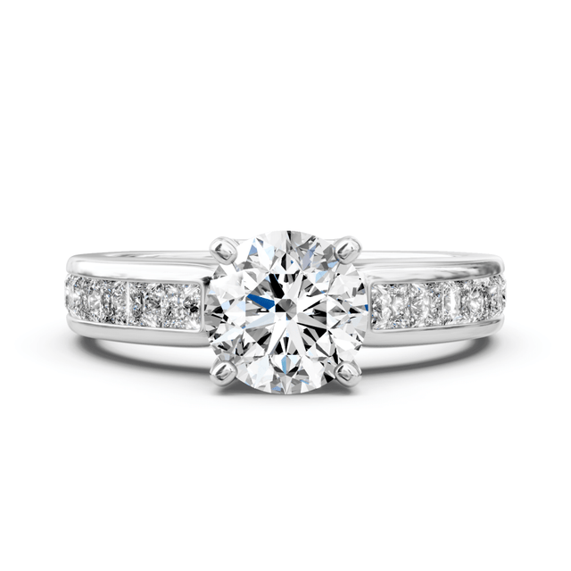 1.05-2.20 CT Princess & Round Cut Natural Diamonds - Engagement Ring