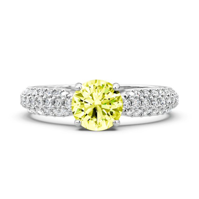 1.50-4.50 CT Round Cut Fancy Yellow Diamonds - Engagement Ring