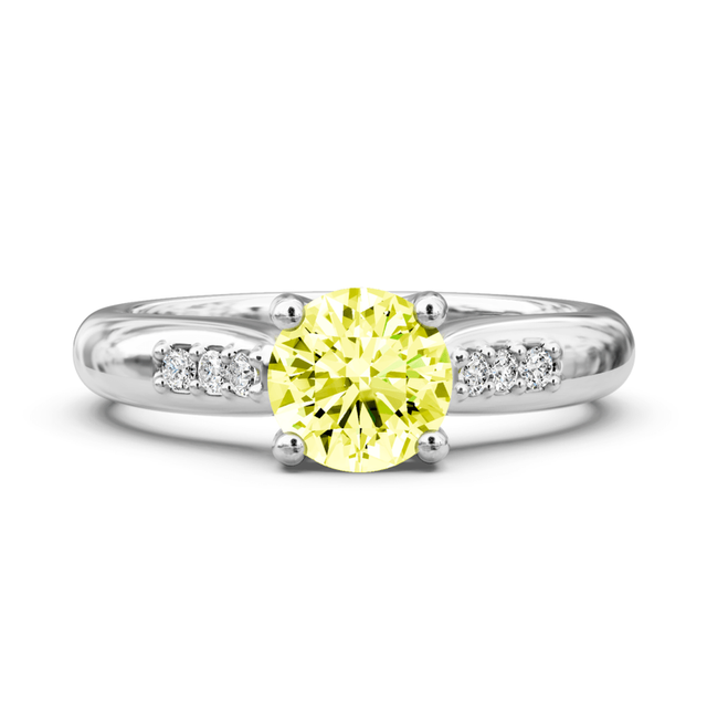 1.10-4.10 CT Round Cut Fancy Yellow Diamonds - Engagement Ring