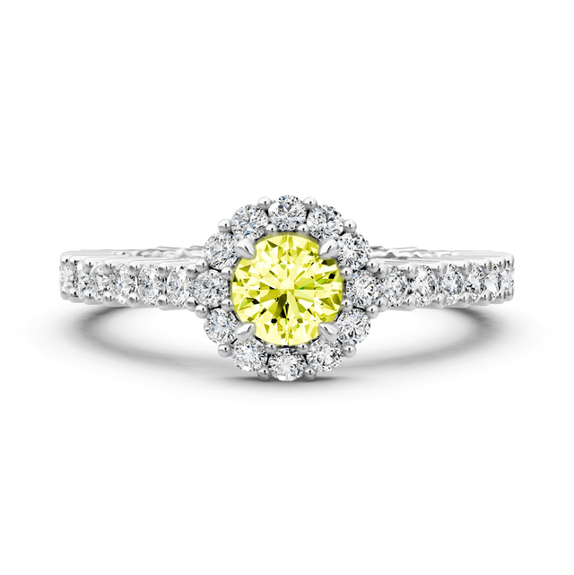 1.85-4.85 CT Round Cut Fancy Yellow Diamonds - Engagement Ring