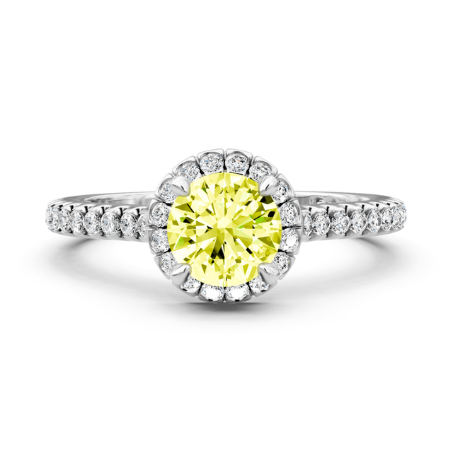 1.35-4.35 CT Round Cut Fancy Yellow Diamonds - Engagement Ring