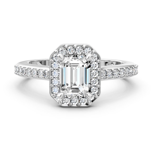 0.80-6.30 CT Emerald & Round Cut Lab Grown Diamonds - Halo Rings