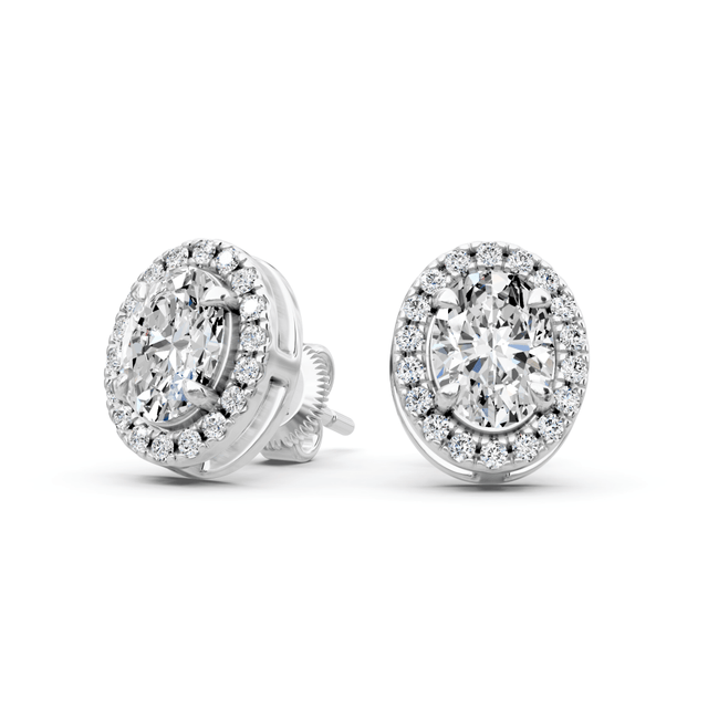 0.45-1.70 CT Oval & Round Cut Natural Diamonds - Stud Earrings